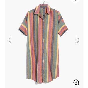 Madewell Courier Shirtdress in Rainbow Stripe